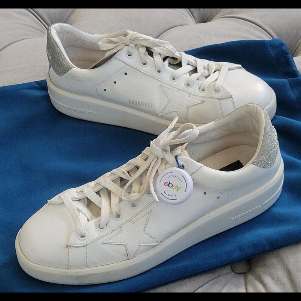 Golden Goose GGDB Womens Pure Star White Silver Platform Sneakers Shoes 41 10